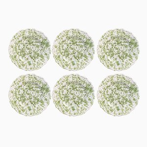 Green Splatter Dessert Plates by Popolo, Set of 6