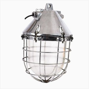 Polished Industrial Cage Light, Eastern Europe, 1960s