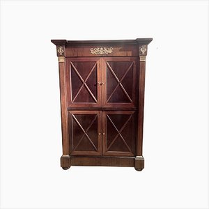 French Empire Style Mahogany and Ormolu Four Doors Cabinet, Armoire or Dry Bar