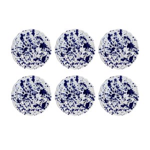 Blue Splatter Dessert Plates by Popolo, Set of 6