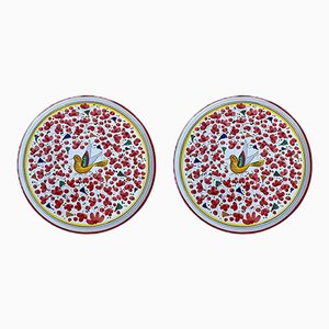 Red Bird Flowers Pizza Plates by Popolo, Set of 2