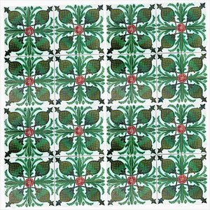 Green Glazed Tiles, Belgium, 1920s, Set of 16