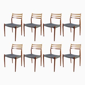 Model No 78 Dining Chairs by N. O. Møller, 1960, Set of 8