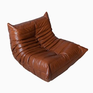 Vintage Whiskey Brown Togo Lounge Chair by Michel Ducaroy for Ligne Roset, 1973,