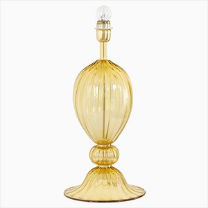 Lámpara de mesa de cristal de Murano en ámbar al estilo de Mazzega, años 90