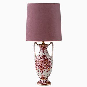 Regina Rare Delft Red Table Lamp, New Rose Velvet Lampshade