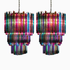 Multicolor Arlecchino Murano Chandeliers, 1990, Set of 2