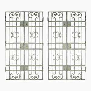 Antike grüne Doppeltüren aus Schmiedeeisen in Grün, 1880er, 2er Set
