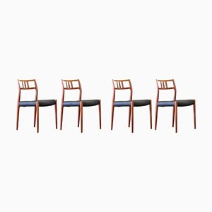 79 Chairs in Teak and Black Leather from JL Møllers, Set of 4