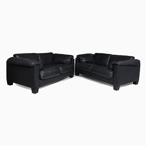 Black Leather Sofas from de Sede, 1980s, Set of 2