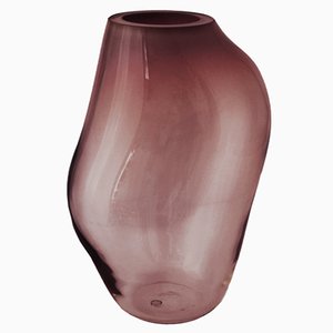 Vase Supernova IV M Rouge Fumé Argenté par Simone Lueling pour Eloa