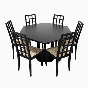 Tavolo da pranzo postmoderno e sedie di Thonet, anni '80, set di 7
