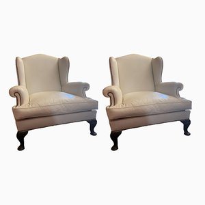 19th Century Queen Anne Armchair with Pouf, Set of 2
