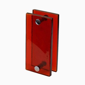 Large Push and Pull Double Door Handle in Red Glass