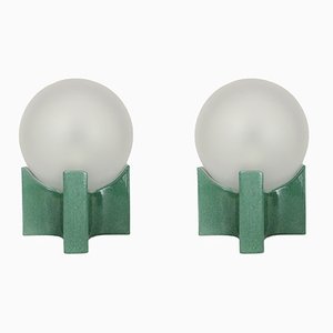 Green Ceramic Table Lamps from Gabbianelli, Italy, 1960s, Set of 2