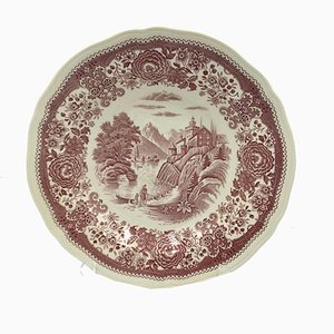 Piatto fondo rosso della serie Burgenland di Villeroy & Boch, Germania, anni '80