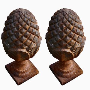 Pine Cone Gate Post Finials in Iron, 1950, Set of 2