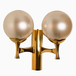 Wall Light Brass with Opaline Brass in the style of Sciolari, 1970s