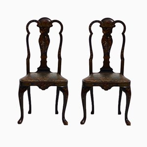 Antike Beistellstühle im Rokoko Stil mit Chinesischem Lack, 2er Set