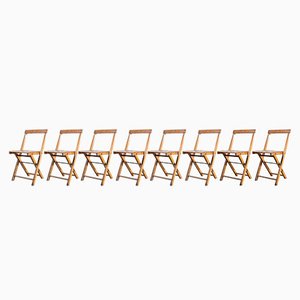 Beech Folding Chairs, 1960s, Set of 8