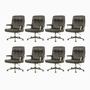SP126 Leather Office Chairs by Osvaldo Borsani for Tecno, 1970s, Set of 8