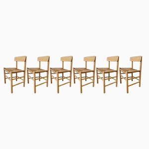 J39 Beech Dining Chairs by Børge Mogensen for FDB, Set of 6