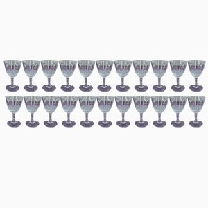 Bicchieri da acqua, vino e liquori in cristallo in stile Art Déco, anni '60, set di 22