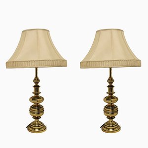 Grandes Lampes de Bureau Bulbous en Laiton, 1890s, Set de 2