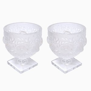 Lalique Vasen aus Geformtem Kristallglas von René Lalique, 2er Set
