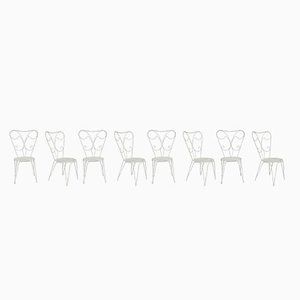 Butterfly Garden Chairs in White Iron attributed to Gio Ponti, 1957, Set of 8