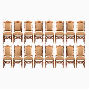 19th Century Portuguese Wooden Chairs, Set of 16