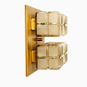 Square Gold Milk Glass Wall Light attributed to Glashütte from Limburg, 1970s