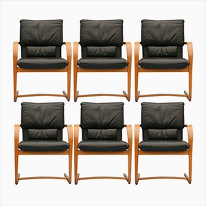 Figura Leather Cantilever Chairs by Mario Bellini for Vitra, Set of 6
