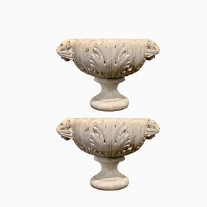 Vasi in marmo bianco di Carrara, set di 2