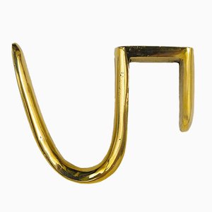 5-Shaped Brass Hook for Coat Rack attributed to Carl Auböck, Austria, 1960s