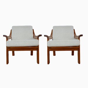 Sessel aus Teak & Wolle von Poul Jeppesens Møbelfabrik, 1960er, 2er Set