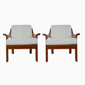 Set of Teak and Wool Lounge Chairs from Poul Jeppesens Møbelfabrik, 1960s