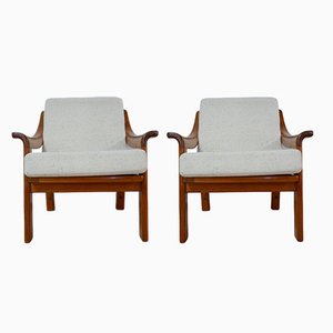 Teak and Wool Lounge Chairs from Poul Jeppesens Møbelfabrik, 1960s, Set of 2