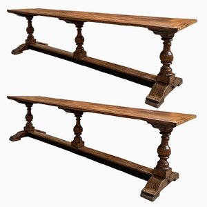 Monastery Tables in Oak, Late 19th Century, Set of 2