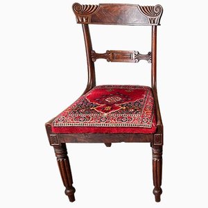 Regency Cuban Mahogany Side Chair with Ground Red & Blue Chair, 1830s