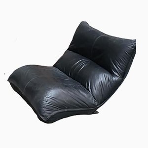 Fauteuil Zinzolo en Cuir Noir par Vittorio Varo pour Plan, 1970s