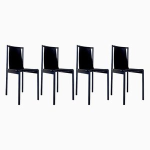 Postmoderne Stühle aus Metall & Leder, 1980, 4 . Set