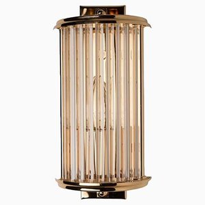 Art Deco Style Glass and Brass Wall Light, Italy, 1970s