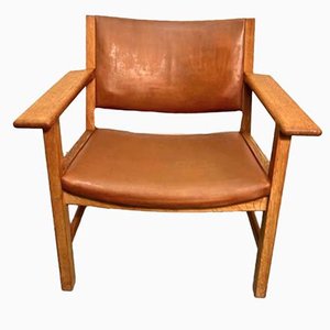 Oak and Leather AP53 Easy Chair by Hans J. Wegner for Johannes Hansen, 1958