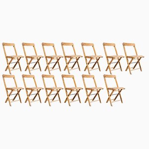 Beech Folding Chairs, 1960s, Set of 13