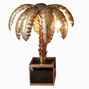 Französische Palm Tree Tole Ware Tischlampen, 1980er, 2er Set