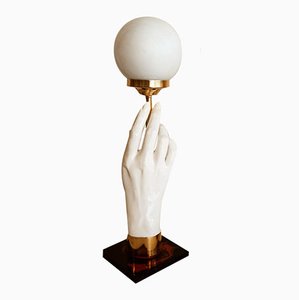 Lámpara de mesa de mano con esfera de vidrio