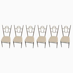 Brass and Skai Chairs, Set of 6