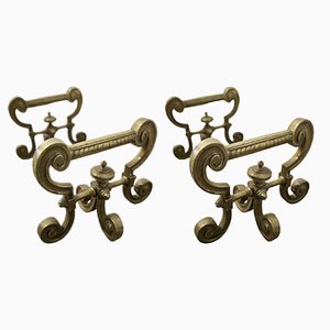 Brass Fire Dogs, 1880s, Set of 2