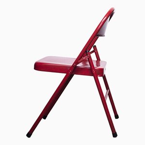 Folding Red Metal Chair, 1980s